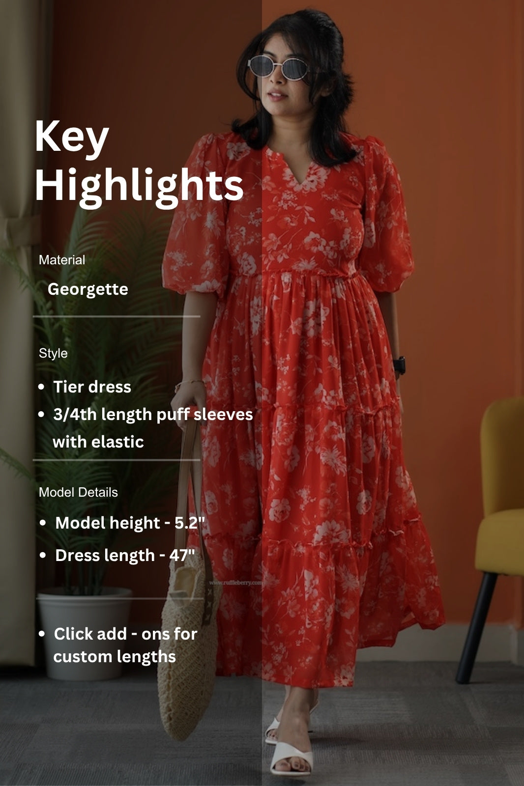 sunburst tangy georgette tier dress