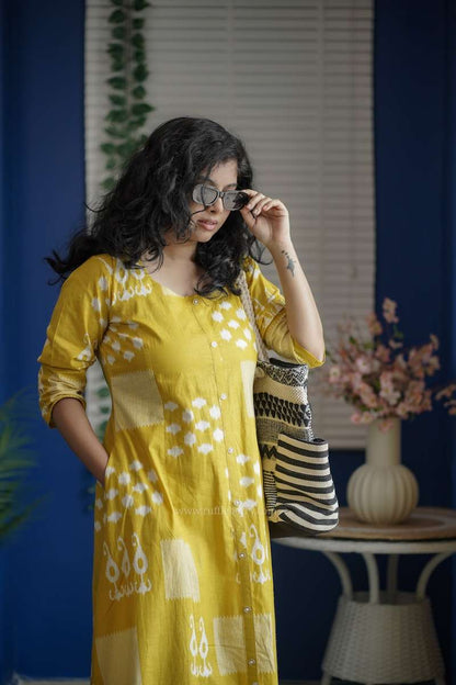 Augusta Bumble Yellow Cotton Aline Dress