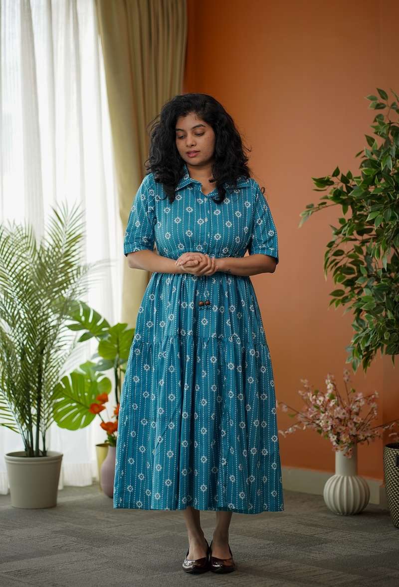 augusta blue cotton shirt dress