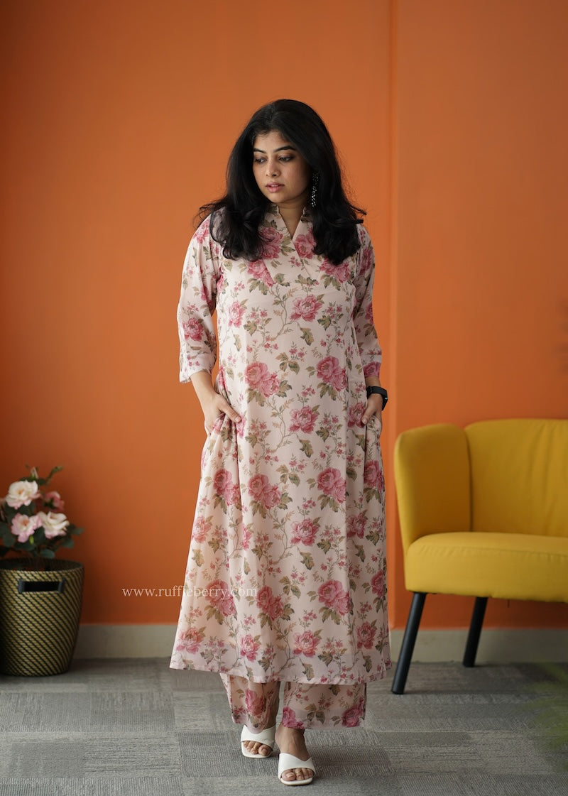 varang beige georgette co-ord set