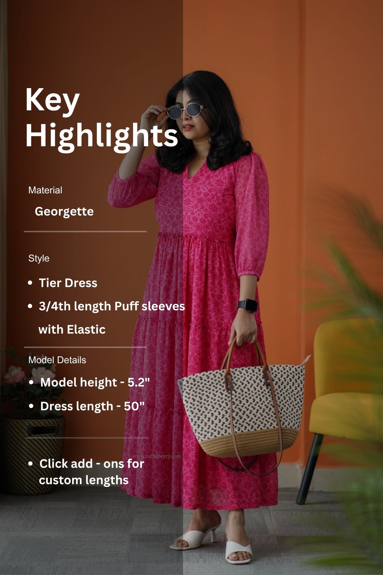 rimjim pink georgette tier dress