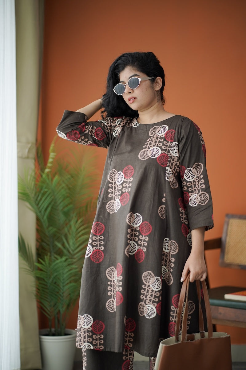 jaan darkbrown aline cotton co-ord set