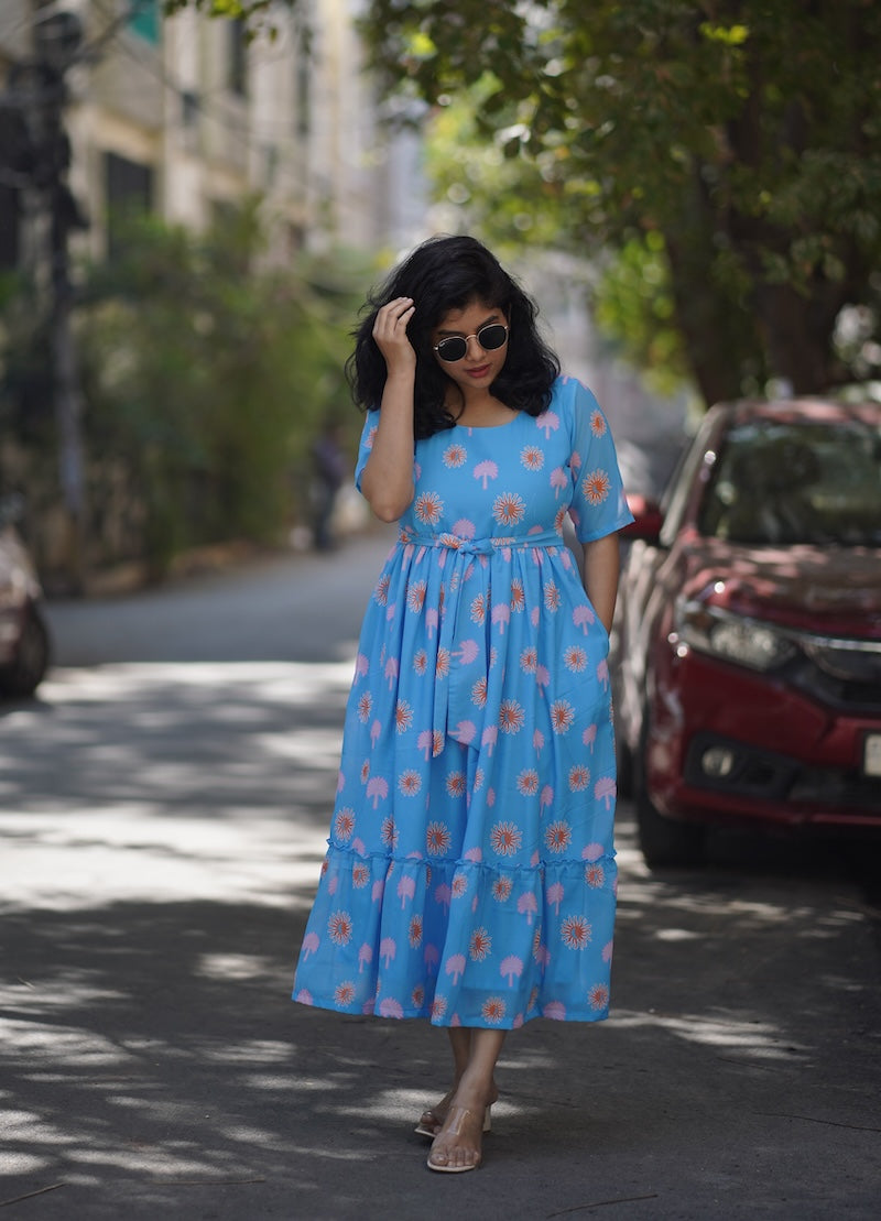 Classic Blue Georgette Dress