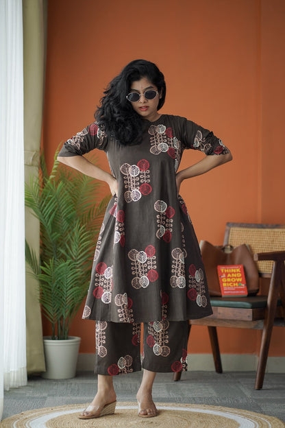 Jaan DarkBrown Aline Cotton Co-ord Set