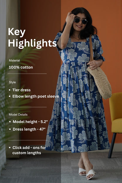 SumLove Dark Blue Cotton Tier Dress