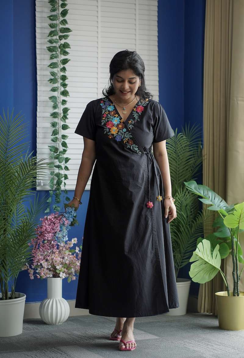 Jessie Cotton Embroidered Wrap Dress