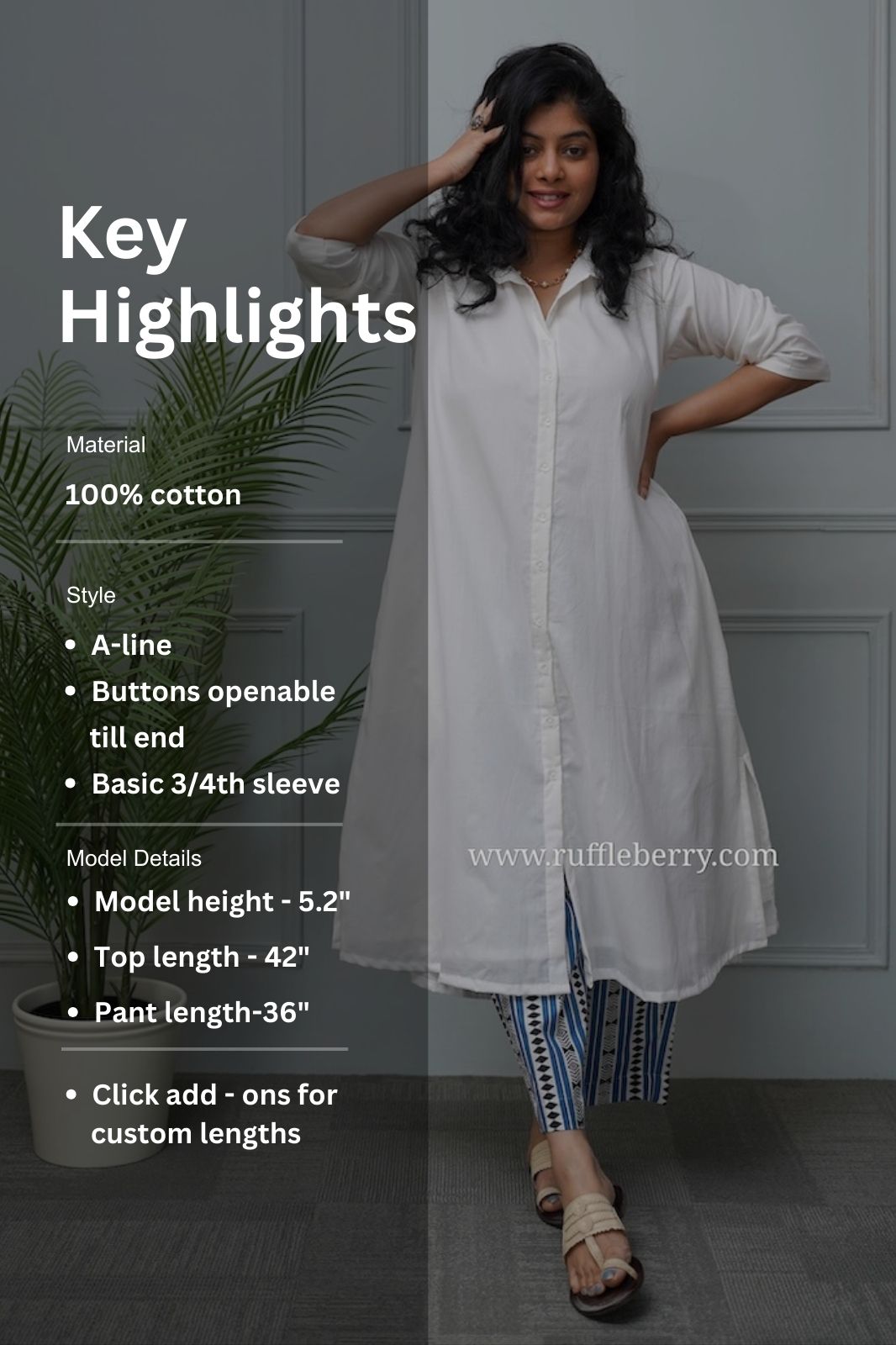 vennela white cotton co-ord set