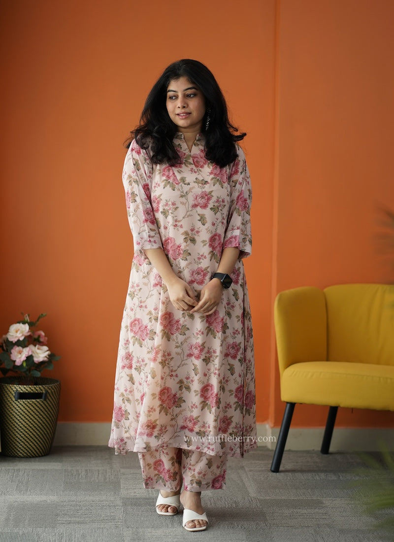 varang beige georgette co-ord set