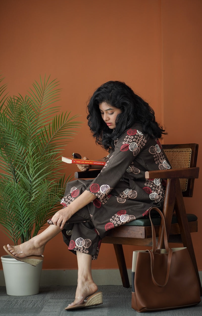 jaan darkbrown aline cotton co-ord set