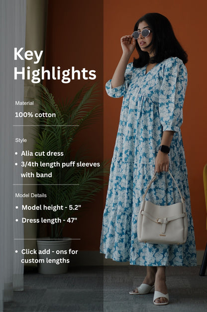 SumLove Light Blue Cotton Tier Dress