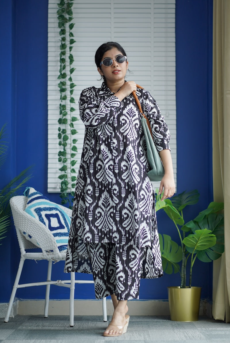 jaan black & white cotton co-ord set