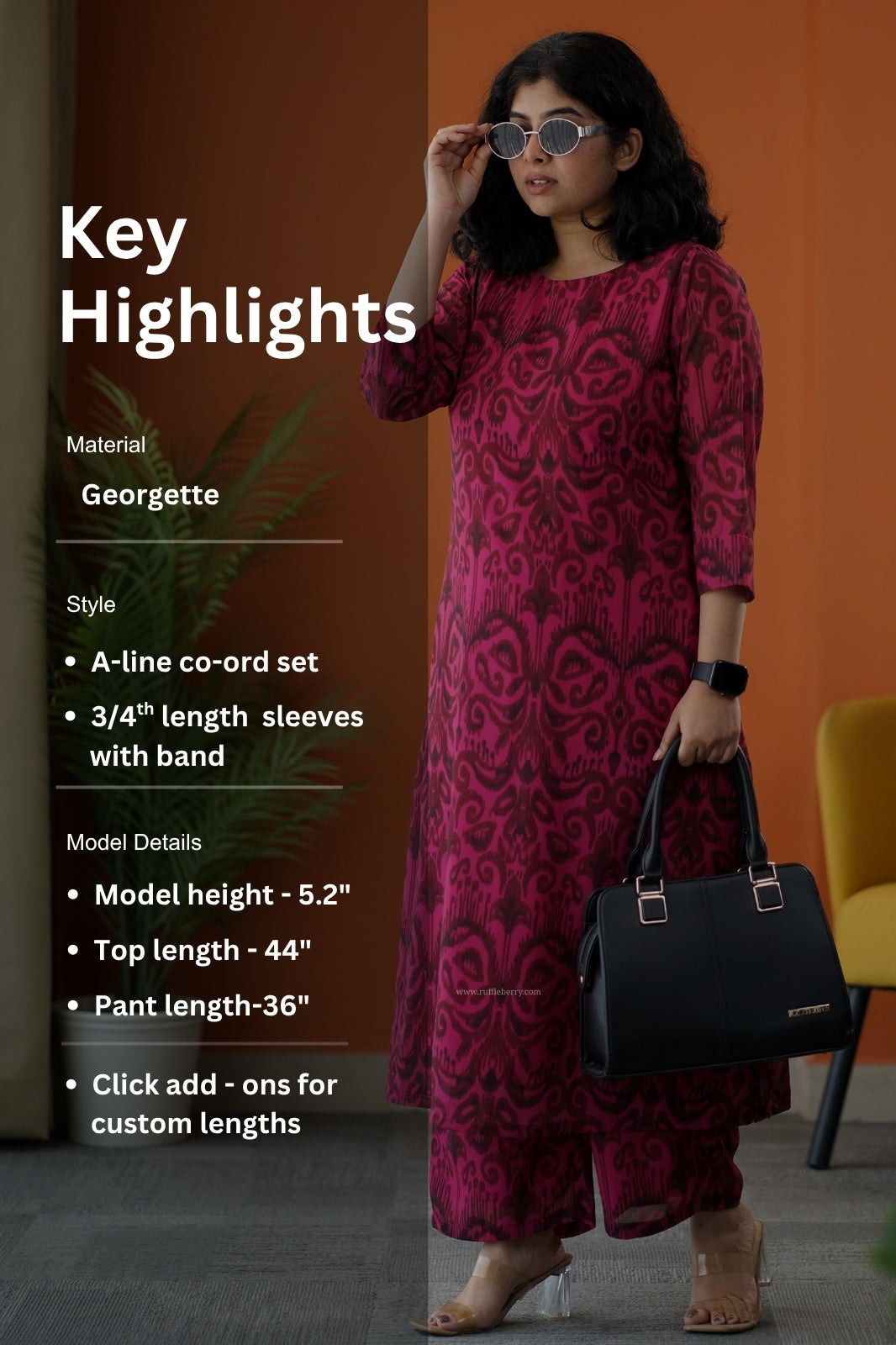 raaga pink georgette cotton co-ord set