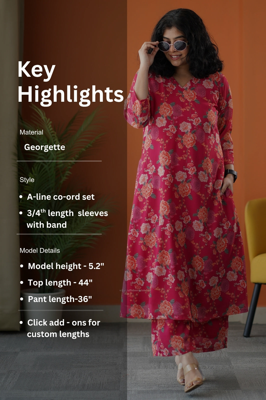 raaga rose georgette co-ord set