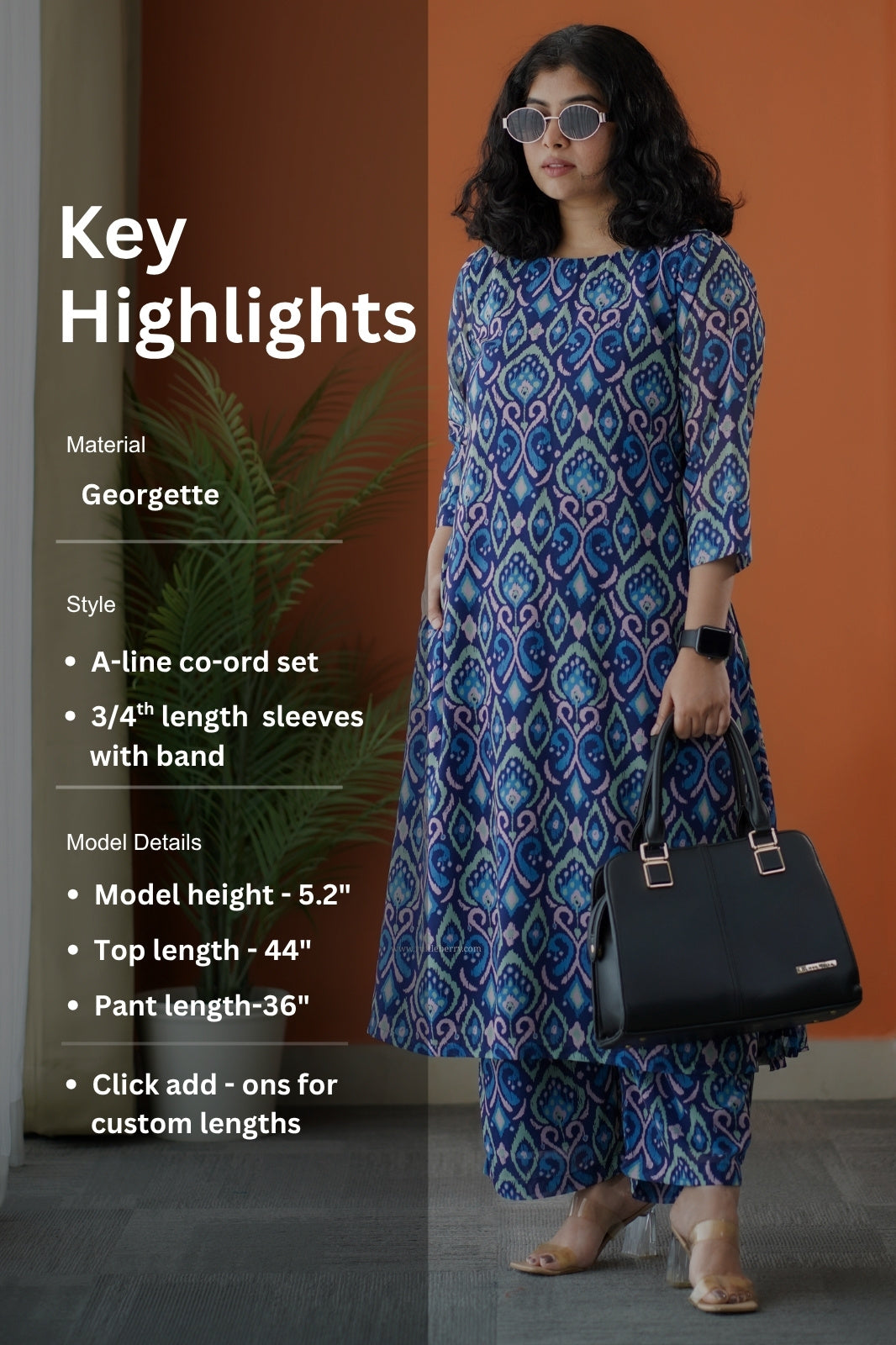 raaga blue georgette co-ord set