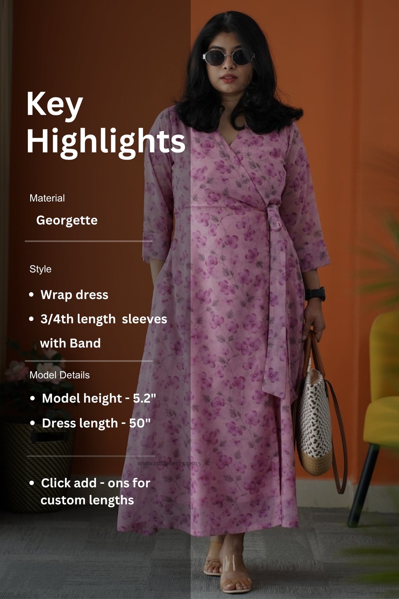 rimjim blush georgette wrap dress