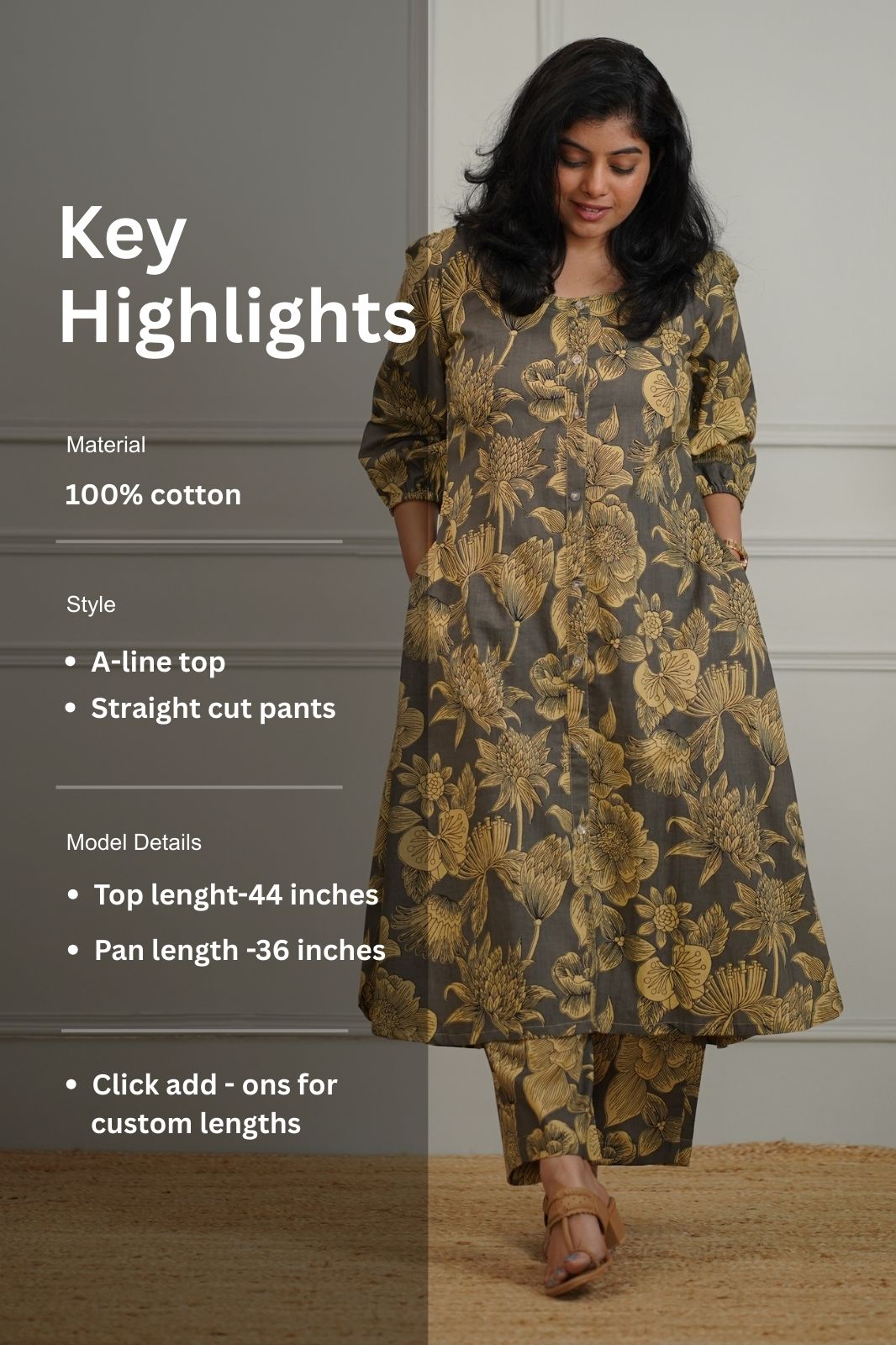 kanmani grey cotton co-ord set