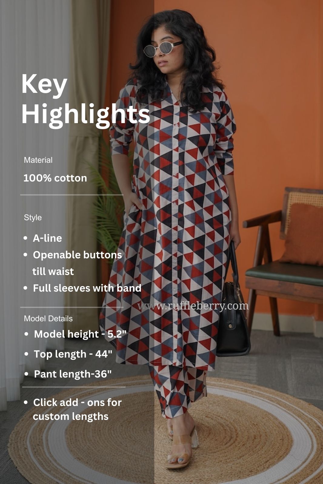 ravina abstract cotton co-ord set