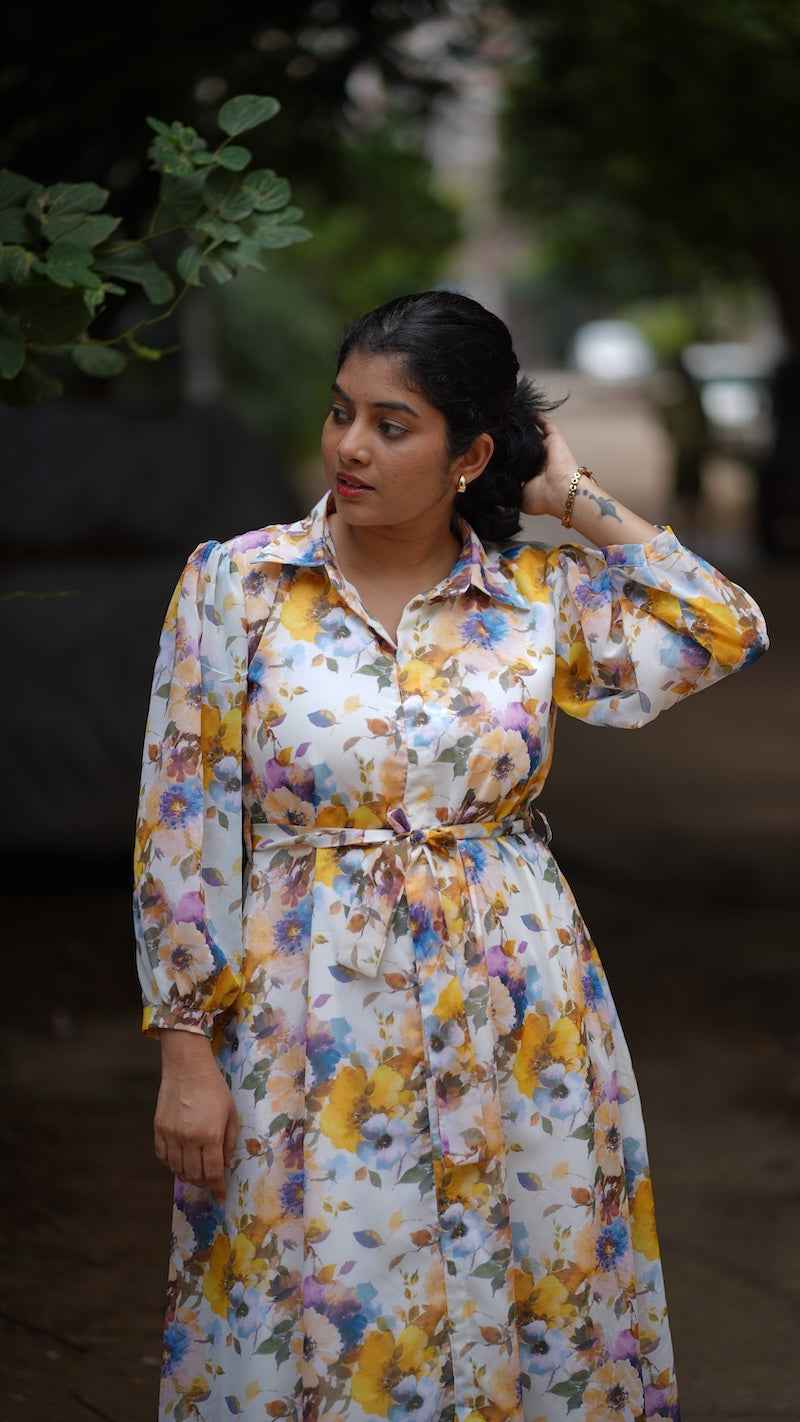 angel white georgette shirt dress