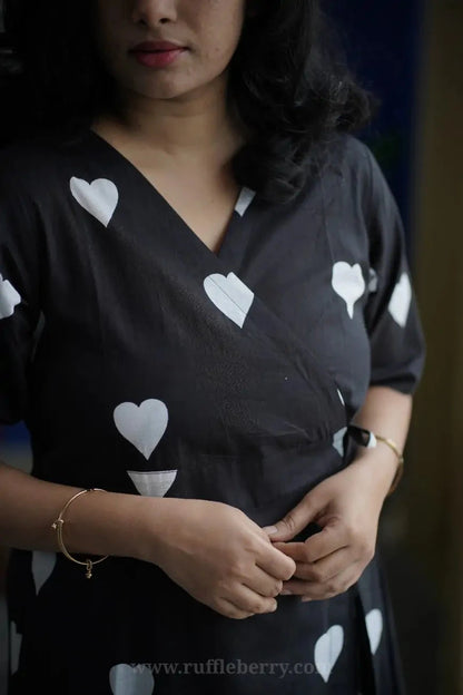 Augusta Black&White Cotton Wrap Dress