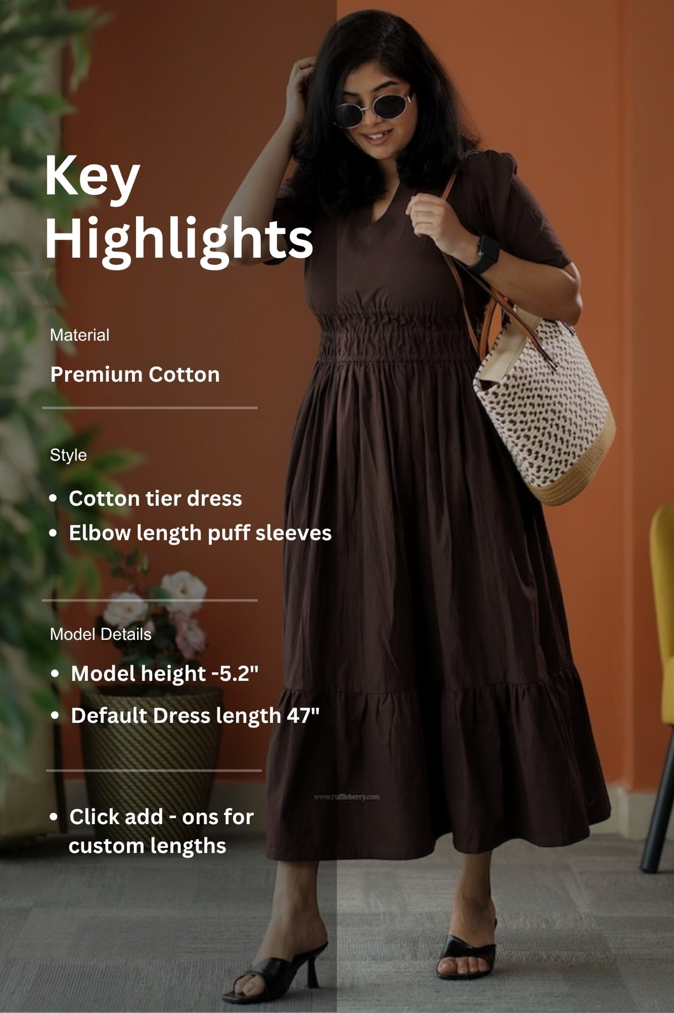 Espresso Cotton Tier Dress – Ruffleberry