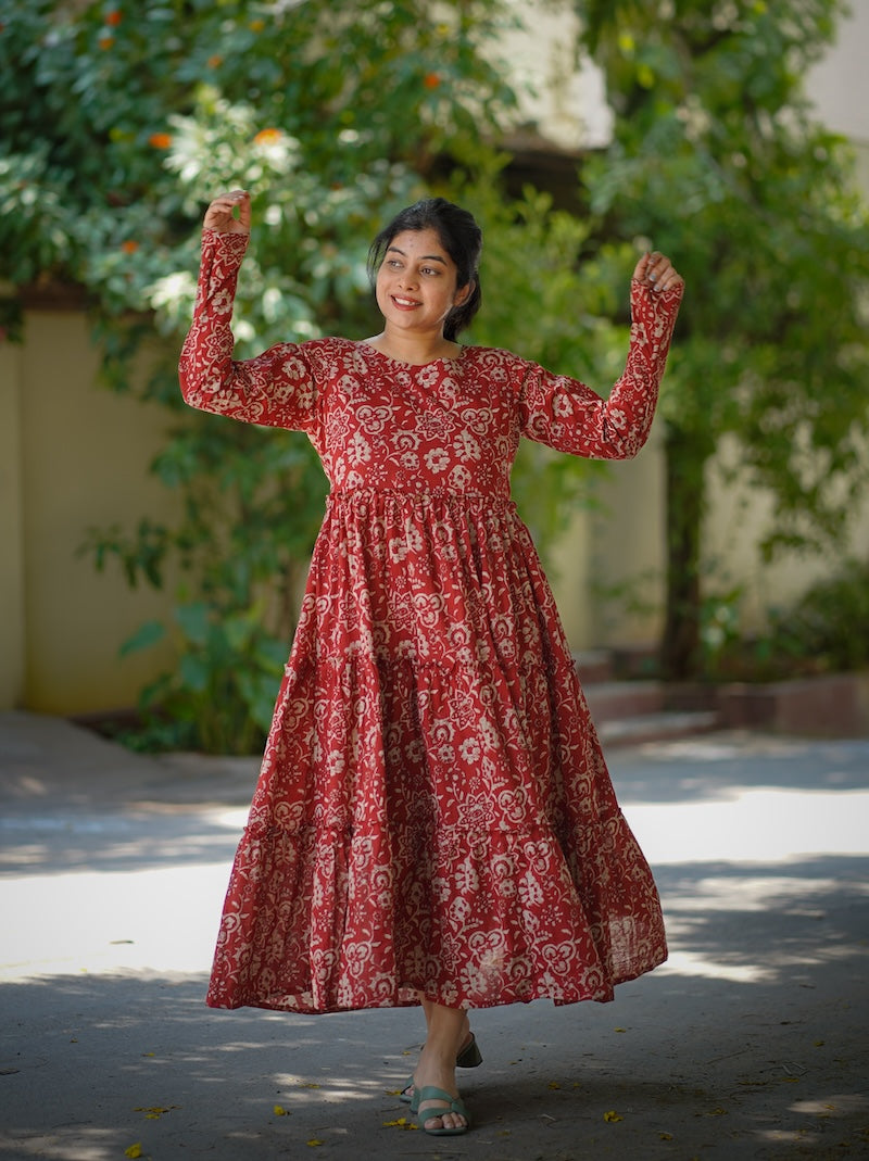 nadira rustmaroon cotton dress