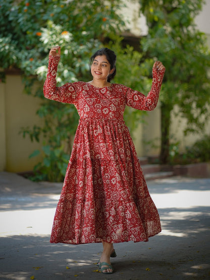 Nadira RustMaroon Cotton Dress