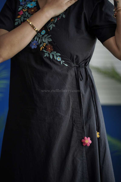 Jessie Cotton Embroidered Wrap Dress