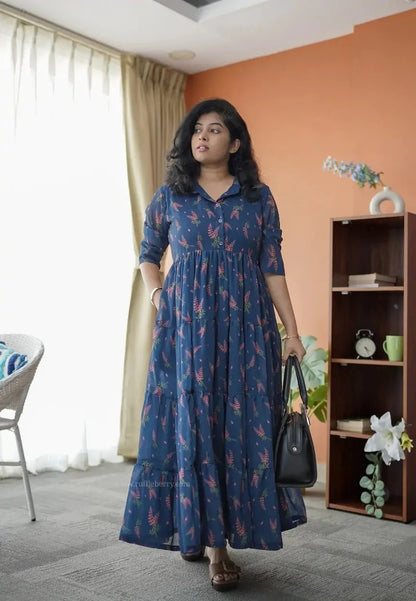Niva NavyBlue Georgette Tier Dress