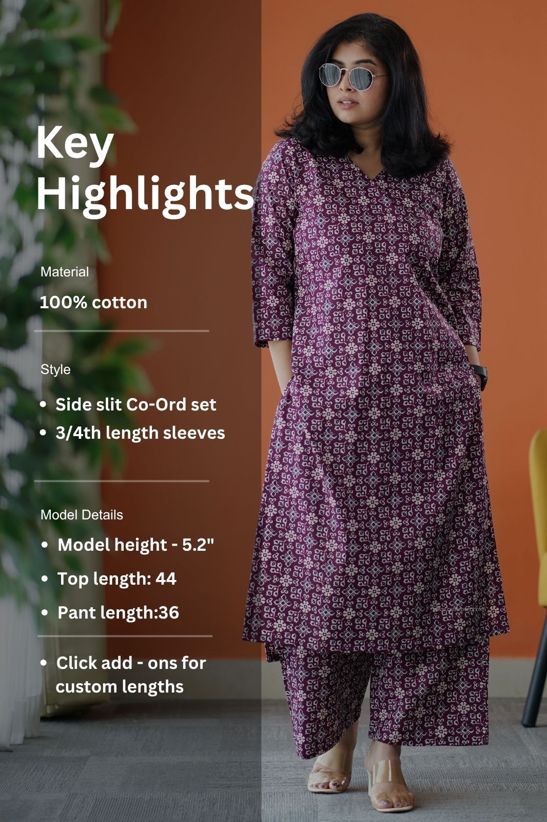 june wine cotton co-ord set