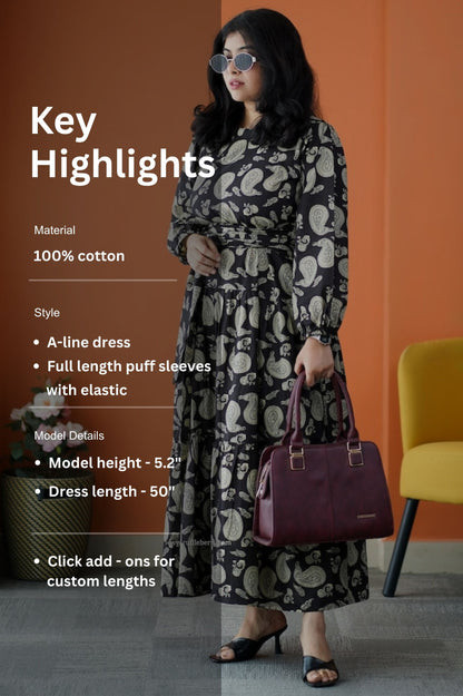 Saavan Black Cotton Tier Dress