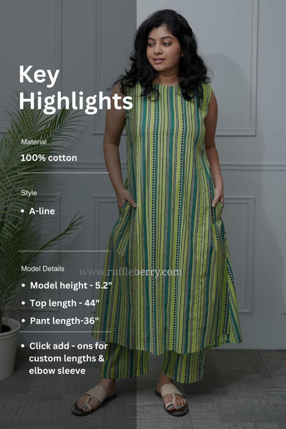 Kinni Green Cotton Co-ord Set