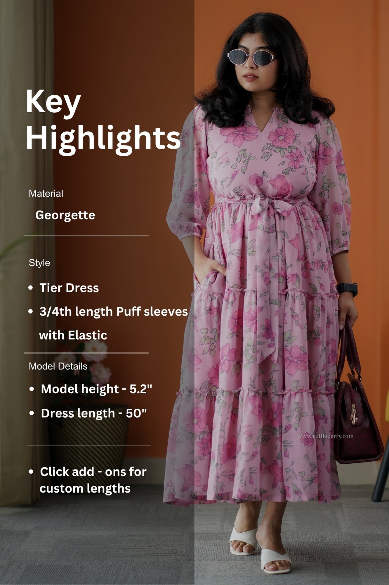 rimjim rose georgette tier dress