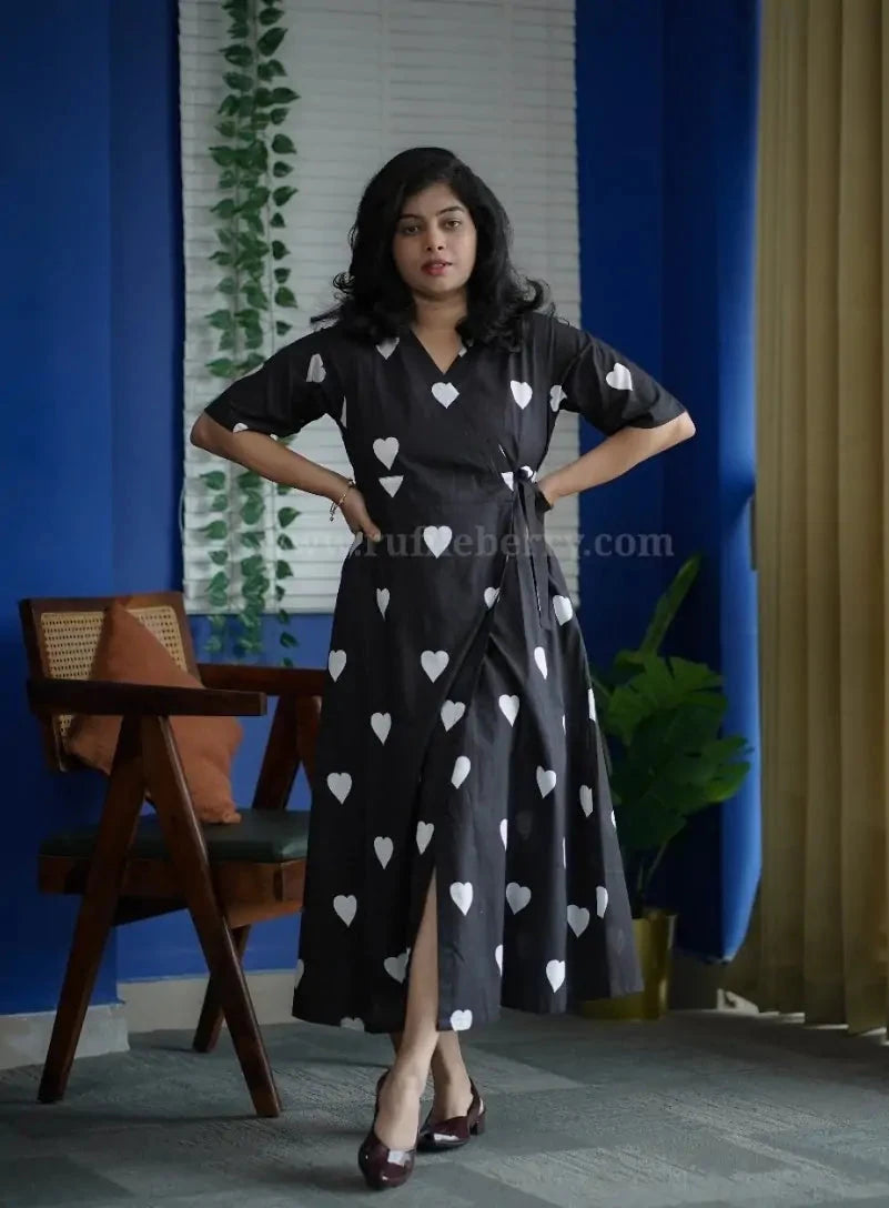 augusta black&white cotton wrap dress
