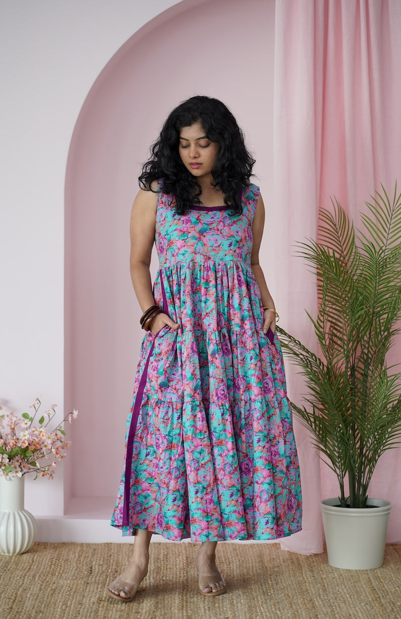 Maroba MultiFloral Cotton Tier Dress