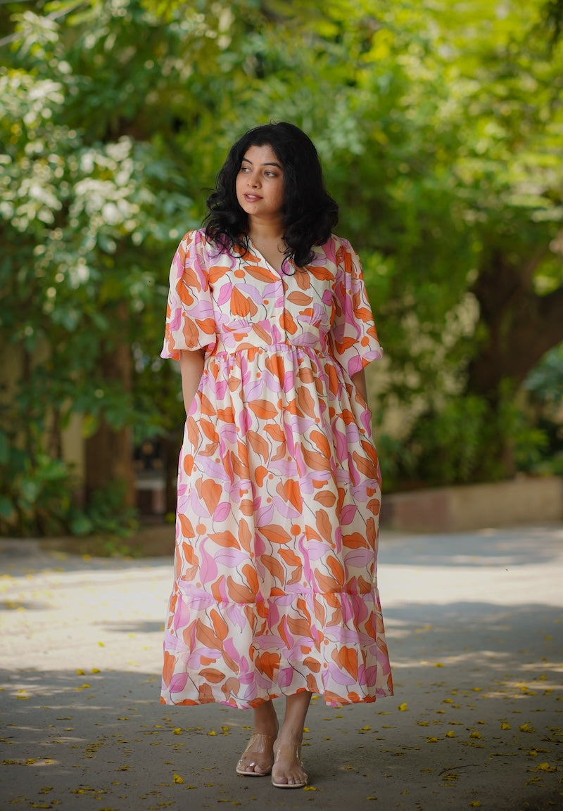 Savina Multifloral Georgette Dress