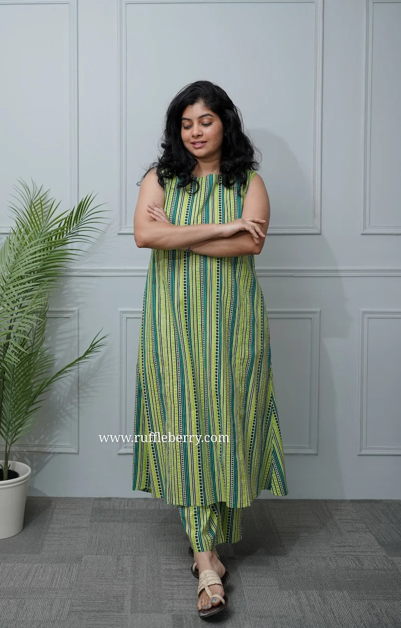 kinni green cotton co-ord set