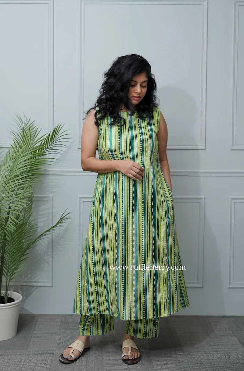 kinni green cotton co-ord set