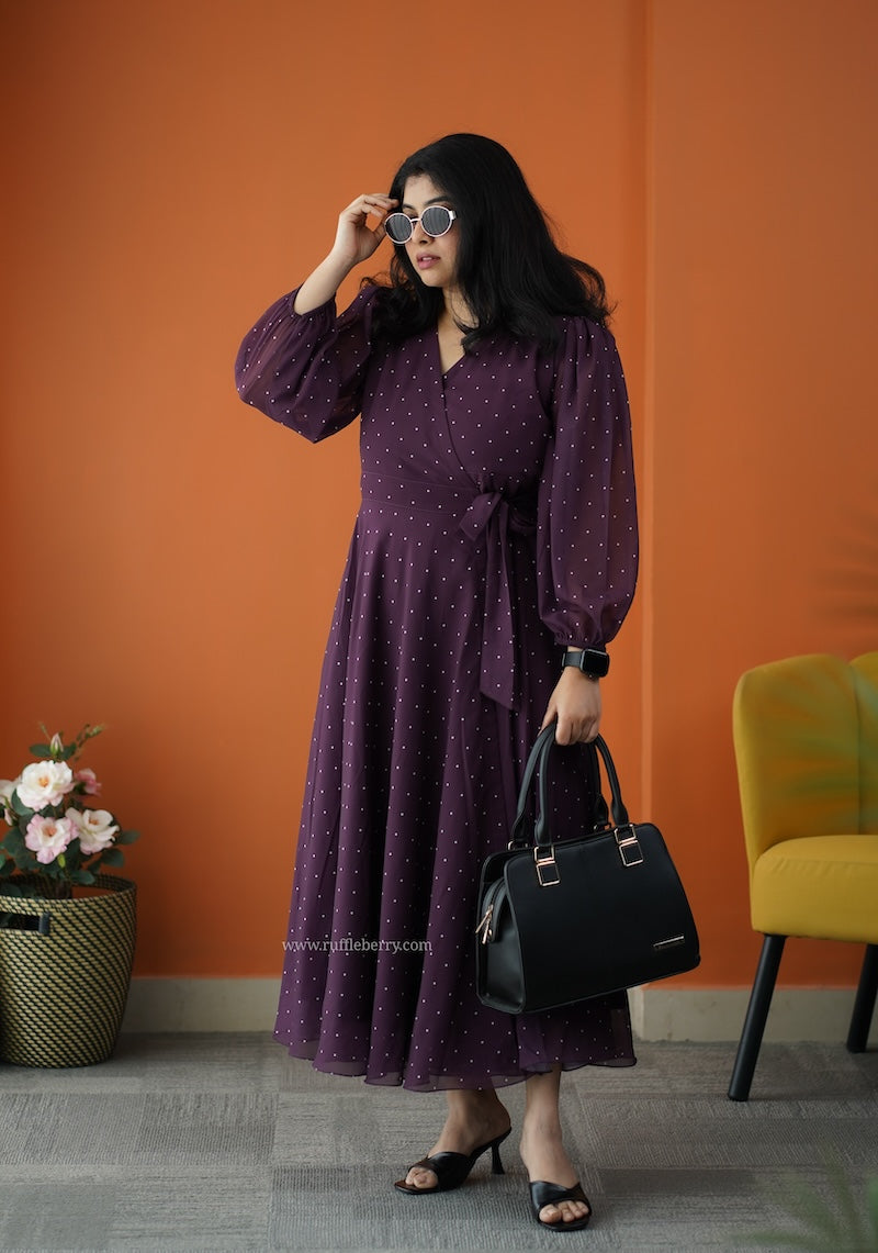 forget me not grape georgette dress