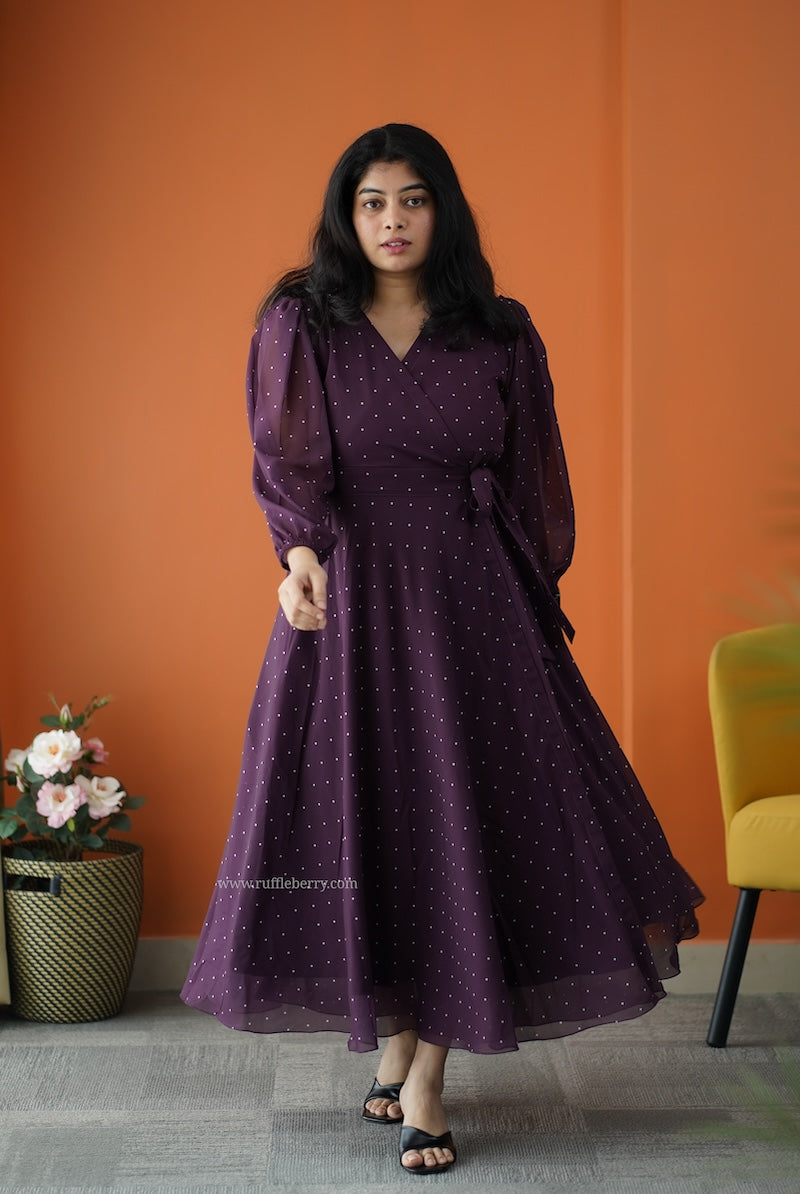 forget me not grape georgette dress