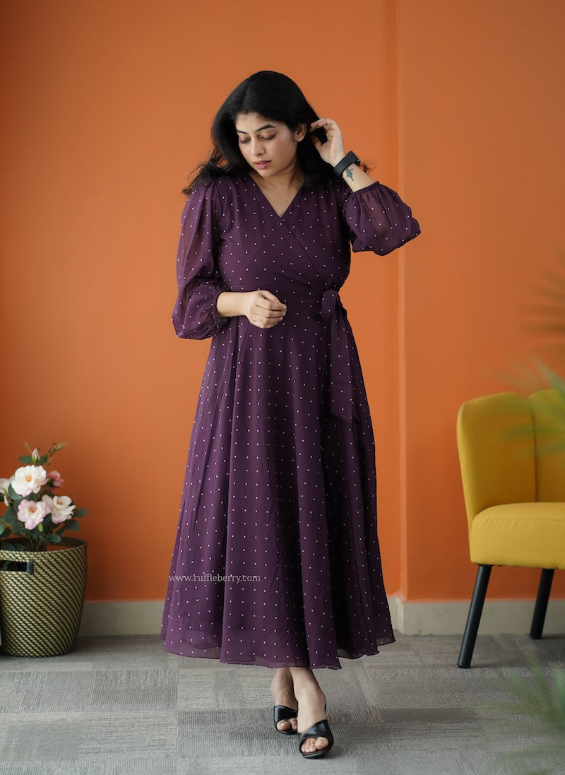 forget me not grape georgette dress
