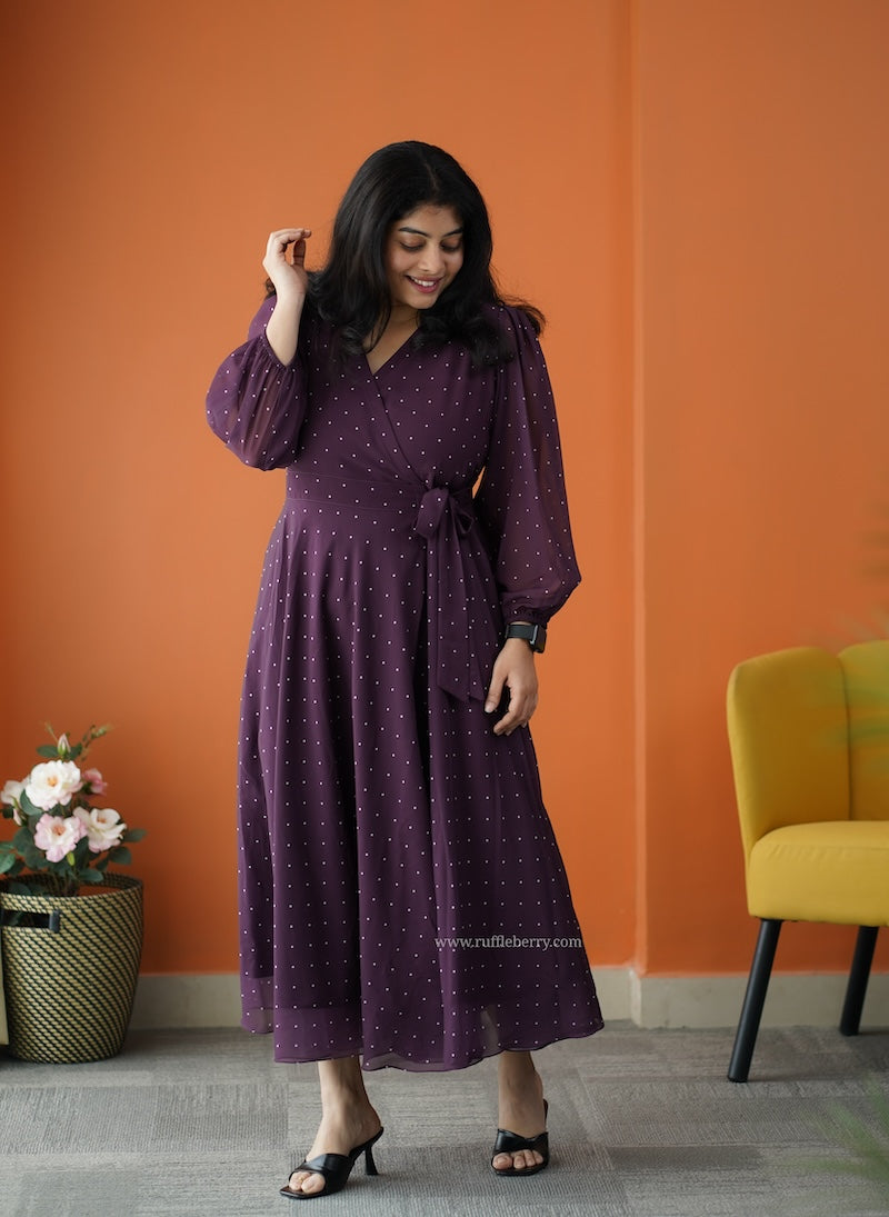forget me not grape georgette dress