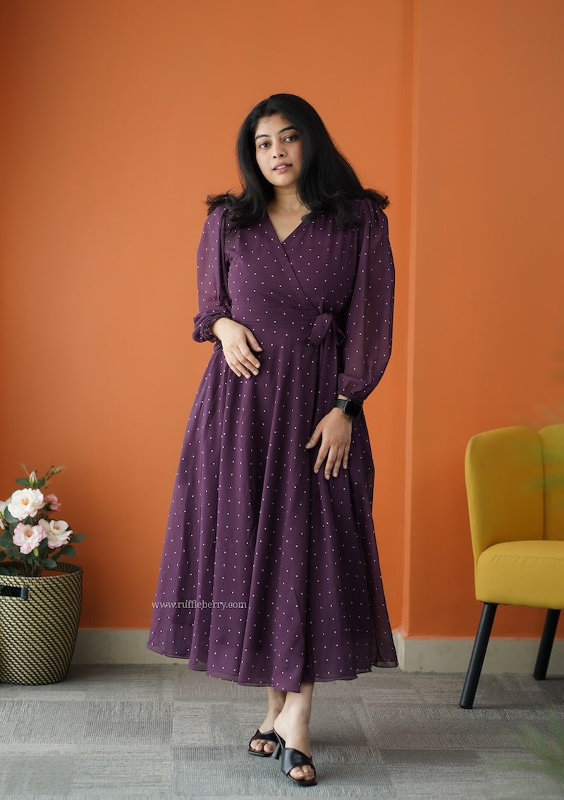 forget me not grape georgette dress