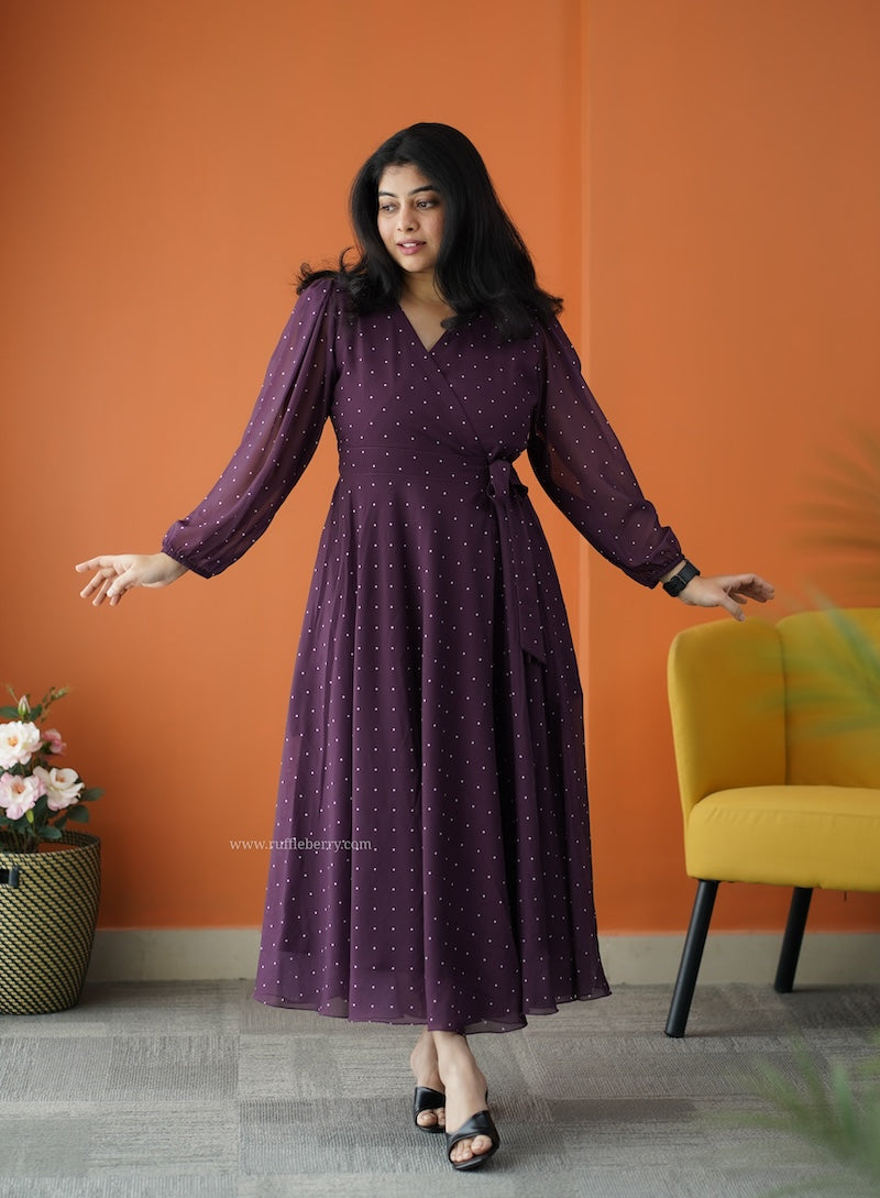 forget me not grape georgette dress