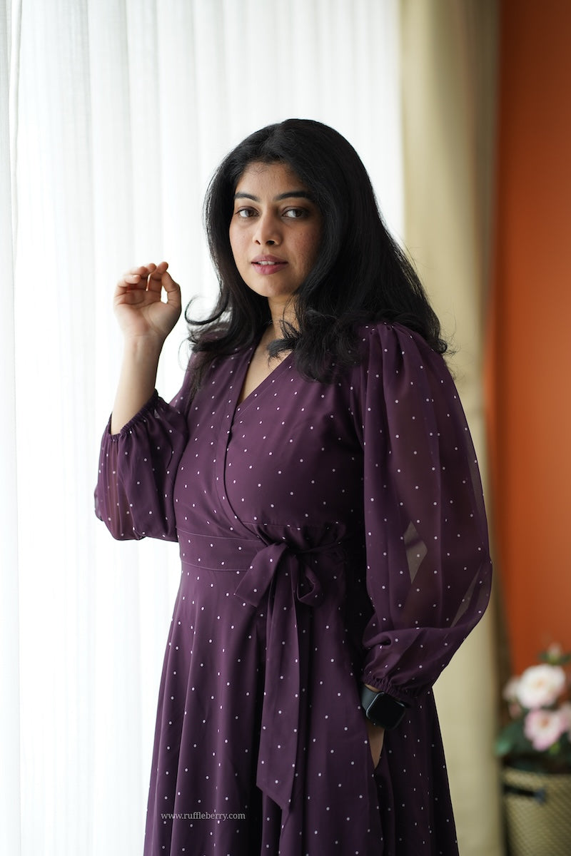 forget me not grape georgette dress