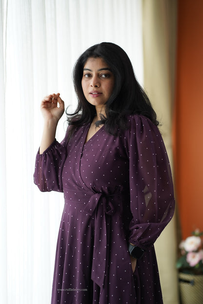 Forget Me Not Grape Georgette Dress