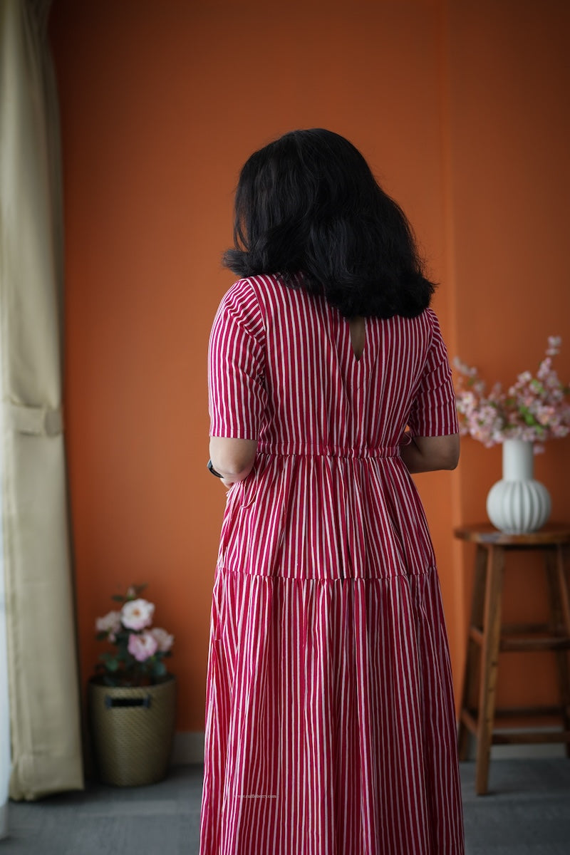 jundaze pink cotton tier dress