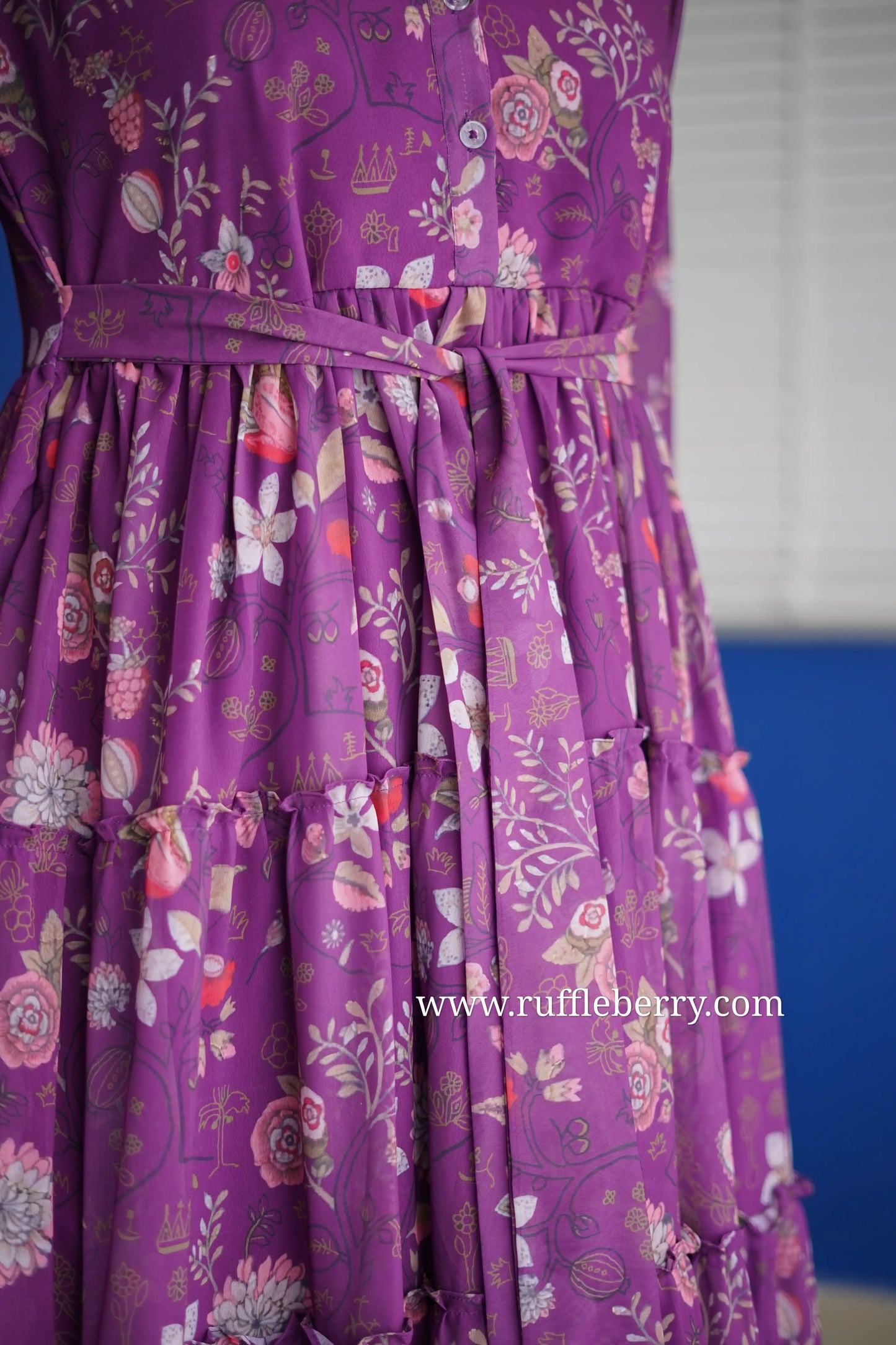 marigold magenta georgette tier dress