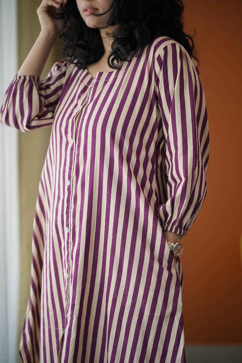 piku burgundy stripes co-ord set