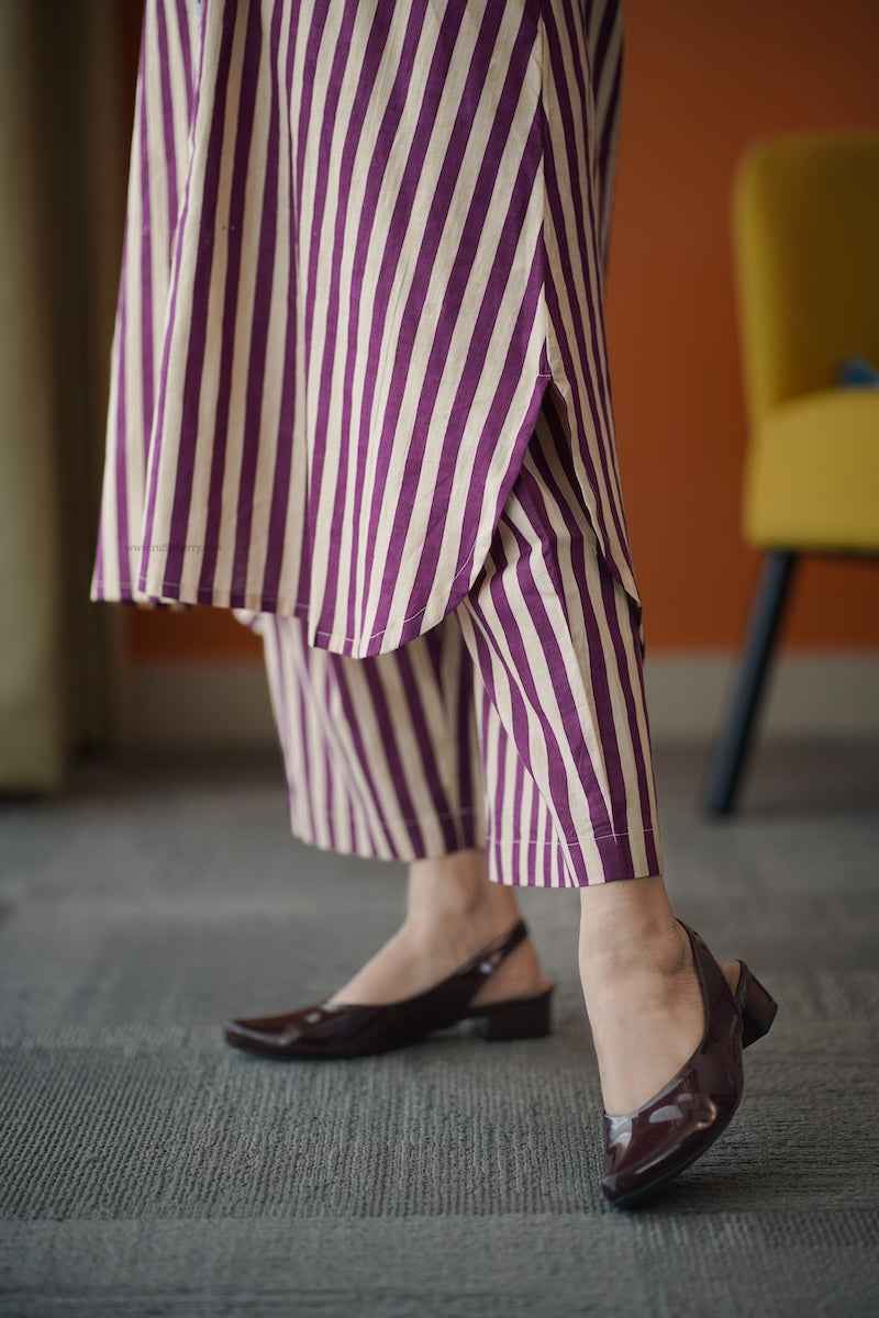 piku burgundy stripes co-ord set