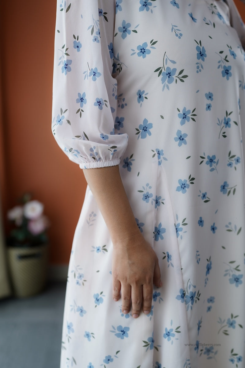 junaluv white georgette a-line dress